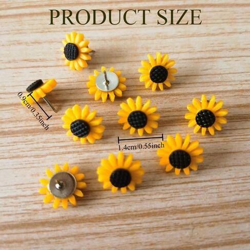 30Pcs Sunflower Push Pins with Case, Decorative Thumb Tacks for Cork Board, Bulletin Board, Office and Home Use in Saudi Arabia