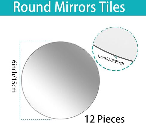 12 "12pcs مرايا مستديرة للقطاعات المركزية ، القطع المركزية للمرآة للدائرة للجداول ، بلاط المرآة الأكريليك لجدار الزفاف لوحات المرآة لزخارف عيد ميلاد الشموع DIY in Saudi Arabia