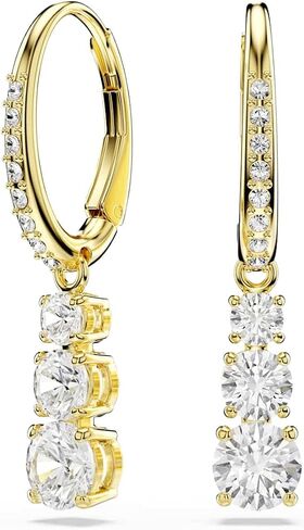 Swarovski Stilla Attract hoop earrings, Round cut, White, Gold-tone Finish in Saudi Arabia