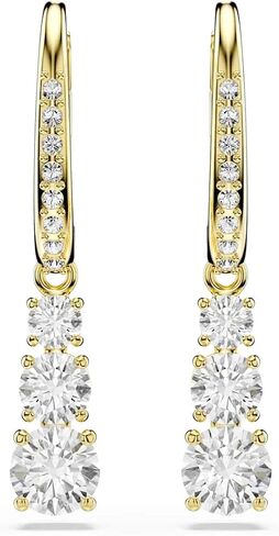 Swarovski Stilla Attract hoop earrings, Round cut, White, Gold-tone Finish in Saudi Arabia