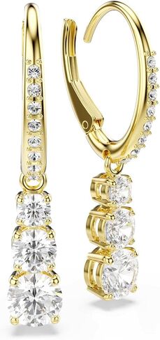 Swarovski Stilla Attract hoop earrings, Round cut, White, Gold-tone Finish in Saudi Arabia