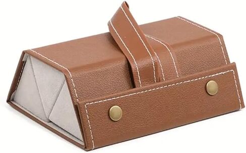 Foldable Travel Sunglasses Organizer Case with 3 Slots, PU Leather Eyeglass Storage for Multiple Glasses and Accessories (Brown) in Saudi Arabia
