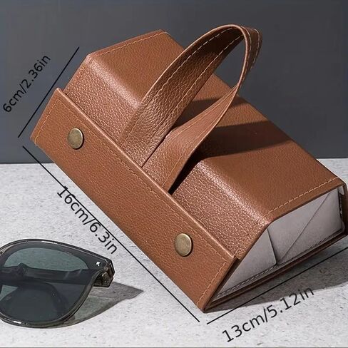 Foldable Travel Sunglasses Organizer Case with 3 Slots, PU Leather Eyeglass Storage for Multiple Glasses and Accessories (Brown) in Saudi Arabia