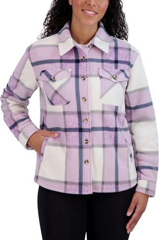 Sage Collective Women Long Sleeve Plaid Super Plush Sherpa مبطنت سترة قميص Fleece مع جيوب in Kuwait