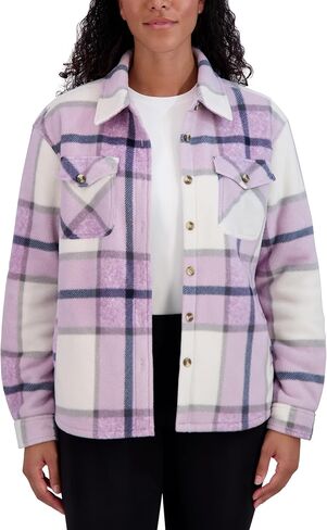 Sage Collective Women Long Sleeve Plaid Super Plush Sherpa مبطنت سترة قميص Fleece مع جيوب in Kuwait