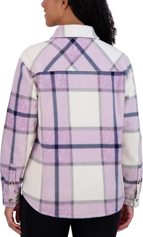 Sage Collective Women Long Sleeve Plaid Super Plush Sherpa مبطنت سترة قميص Fleece مع جيوب in Kuwait