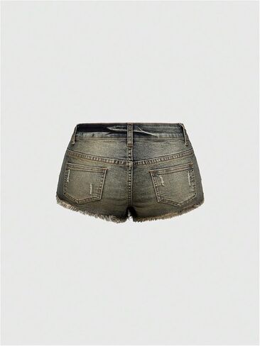 MakeMeChic Women's 4th of July Denim Shorts Sequin Sparkly Low Waist Raw Hem Cowgirl Jorts in Saudi Arabia