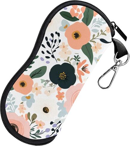 Glasses Case Sunglasses Eyeglass Soft Zipper Case Light Neoprene Pouch with Metal Belt Clip Cute Aesthetic Women Men in Saudi Arabia