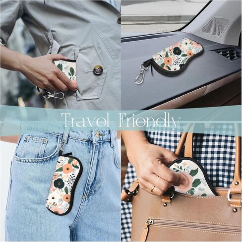 Glasses Case Sunglasses Eyeglass Soft Zipper Case Light Neoprene Pouch with Metal Belt Clip Cute Aesthetic Women Men in Saudi Arabia