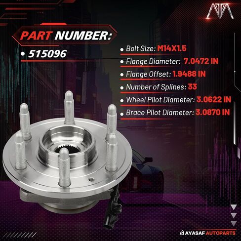 MAYASAF 515096 [4WD/AWD Only] Front Wheel Hub Bearing Assembly 6 Lugs w/ABS for 2007-2013 Chevy Tahoe/Silverado(Suburban)1500/Avalanche, 07-14 Escalade (ESV/EXT), 07-13 Sierra 1500/Yukon(XL) 1500 in Saudi Arabia