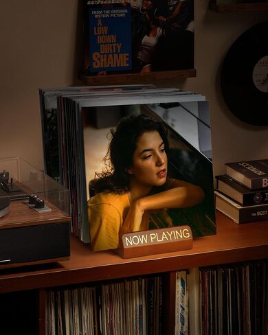 تخزين سجل الفينيل ، 50 LPs الآن حامل السجل ، رف تخزين الألبوم الخشب فينيل لسجلات LP/المجلات/عشاق الموسيقى in Saudi Arabia