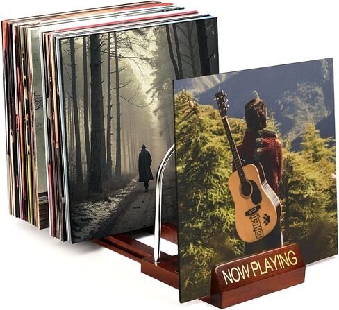 تخزين سجل الفينيل ، 50 LPs الآن حامل السجل ، رف تخزين الألبوم الخشب فينيل لسجلات LP/المجلات/عشاق الموسيقى in Kuwait