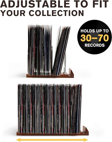 تخزين سجل الفينيل ، 50 LPs الآن حامل السجل ، رف تخزين الألبوم الخشب فينيل لسجلات LP/المجلات/عشاق الموسيقى in Kuwait