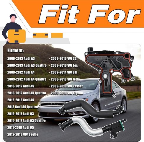 PCV Valve Engine Crank Crank Deat Seplator Kit Kit Kit Termable مع Audi A3 A4 A5 A5 Q5 TT VW Beetle CC Jetta Passat Tiguan 2.0T ، يحل محل# 06H103495AB ، 06H103495AH ، 06H103495B in Saudi Arabia
