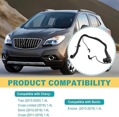 ZOKYUYS® PCV Valve Tubing with Bypass Valve Tube Compatible with Chevy Cruze 11-15/Cruze Limited 16/Sonic 12-19/Trax 13-20, Compatible with Buick Encore 13-19, Replaces 25193343/46829/55568267 in Saudi Arabia