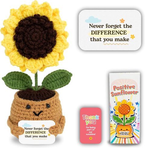 Emotional Support Crochet Sunflower Doll – Handmade Appreciation Gift for Women, Teachers, Coworkers, Friends – Positive Affirmation Flower Decor, Never Forget The Difference in Kuwait