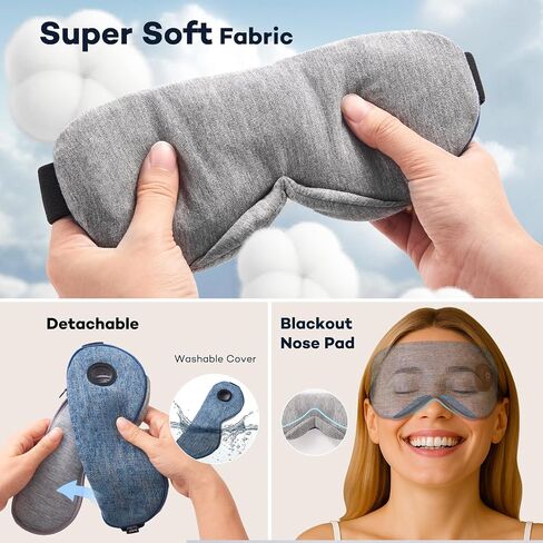 Ezona Cotton Cordless Heated Eye Mask, 2000mAh Warm Eye Compress Mask for Dry Eyes, Washable Eye Heating Pad for Travel, MGD,Blepharitis, Sinus Migraine with 10W Charger（Gray） in Kuwait