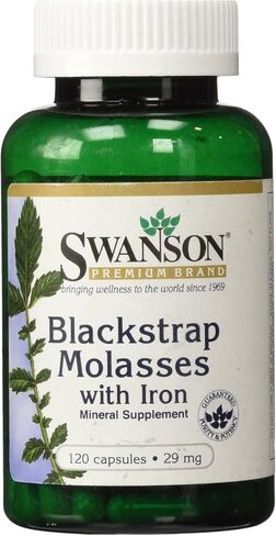 Swanson Blackstrap Molasses - Natural Iron Supplement Promoting Healthy Skin - Premium Wellness Formula - (120 Capsules, 29mg Each) in Saudi Arabia