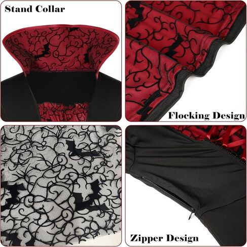 Vampire Costume for Women with teeth Accessories Gothic Vampire Dress Halloween Witch Costume Adult in Kuwait