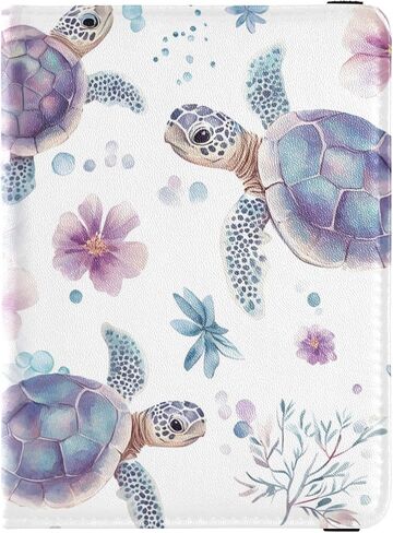 Passport Holder, Flower Turtle Watercolor Passport Cover Travel Wallet with Credit Card Slots Rfid Wallet Waterproof Documents Organizer Women Men in Saudi Arabia
