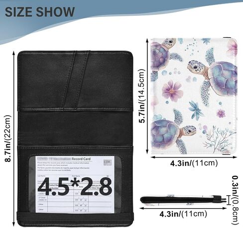 Passport Holder, Flower Turtle Watercolor Passport Cover Travel Wallet with Credit Card Slots Rfid Wallet Waterproof Documents Organizer Women Men in Saudi Arabia