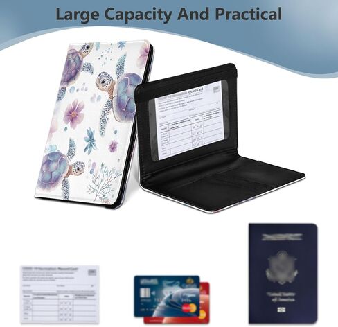 Passport Holder, Flower Turtle Watercolor Passport Cover Travel Wallet with Credit Card Slots Rfid Wallet Waterproof Documents Organizer Women Men in Saudi Arabia