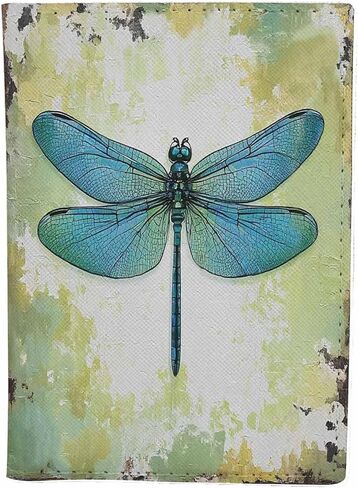 Dragonfly Passport Holder for Travel Vintage Art Green PU Leather Passport Cover Wallet Cute Passport Card Holder for Women and Men in Saudi Arabia
