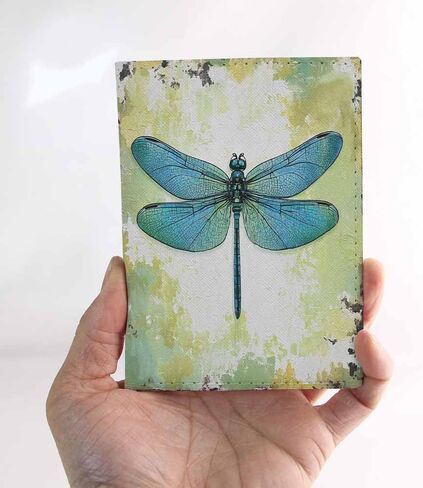Dragonfly Passport Holder for Travel Vintage Art Green PU Leather Passport Cover Wallet Cute Passport Card Holder for Women and Men in Saudi Arabia