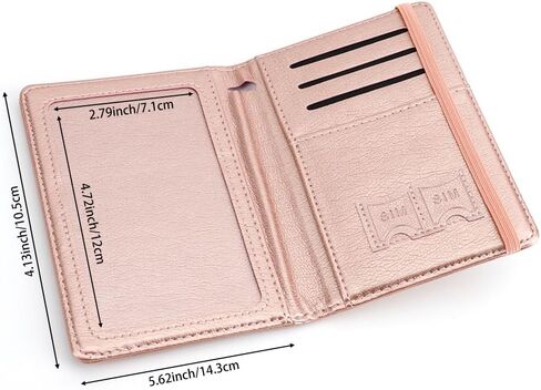 Passport Holder for Travel Essentials, Passport Cover Wallet Passport Holders for Women Men, PU Leather Passport Book Card Case with Pen Holder for Family Travel Must Haves Accessories, Rose Gold in Saudi Arabia