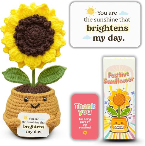 Emotional Support Crochet Sunflower Doll – Handmade Appreciation Gift for Women, Teachers, Coworkers, Friends – Positive Affirmation Flower Decor, Never Forget The Difference in Kuwait