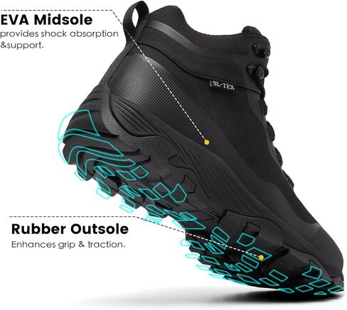 SHULOOK Men's Waterproof Hiking Boots Outdoor Lightweight Breathable Trekking Camping Mountaineering Shoes in Kuwait