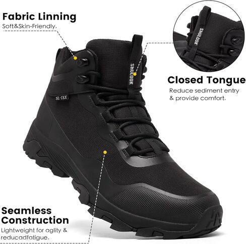 SHULOOK Men's Waterproof Hiking Boots Outdoor Lightweight Breathable Trekking Camping Mountaineering Shoes in Kuwait