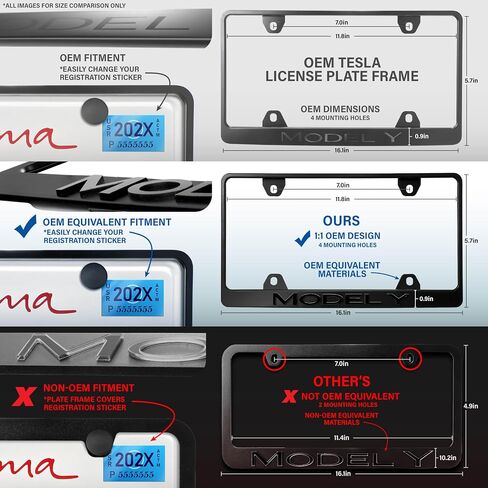 Model Y License Plate Frame – Stealth Black Powder Coat UV Resistant Rust-Proof Steel Plate Holder - One Piece - Compatible with 2020-2025 Tesla ModelY EV (3D RAISED LETTERS with MOUNTING HARDWARE) in Saudi Arabia