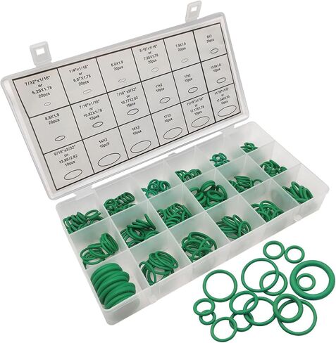 270 PCS حشيات ختم ، 18 أحجام مجموعة ضاغط تكييف الهواء ، حشيات مطاطية متعددة الأغراض للمضخات مع صندوق التخزين ، لمعظم شاحنات السيارات (خضراء) in Kuwait