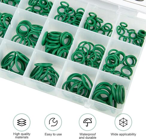270 PCS حشيات ختم ، 18 أحجام مجموعة ضاغط تكييف الهواء ، حشيات مطاطية متعددة الأغراض للمضخات مع صندوق التخزين ، لمعظم شاحنات السيارات (خضراء) in Kuwait