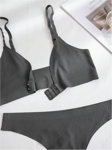 OYOANGLE Women's 3 Pack Front Closure Bras and Low Rise Thongs Set No Show Bra Underwear Sets in Saudi Arabia