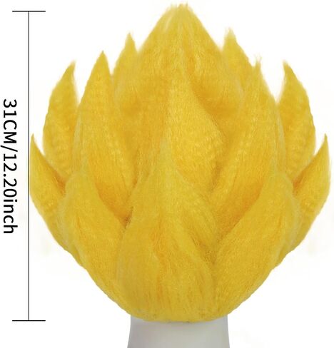 BESTBEL+Hair Cap Yellow Spiky Wig for Man Short Fluffy Yellow Crazy Wig Funny Anime Hair for Halloween Cosplay Mens Cosplay Outfit Synthetic for Costume Party in Kuwait