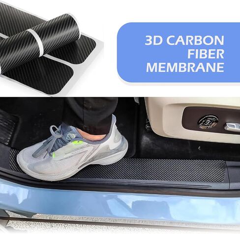 4PCS Car Door Sill Protector, Carbon Fiber Car Door Threshold Protection, Auto Doors Edge Protector Strips Anti-Scratch Sticker, Universal for vehicle, Sedan, SUV (Black) in Saudi Arabia