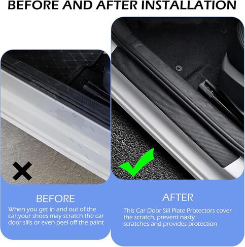 4PCS Car Door Sill Protector, Carbon Fiber Car Door Threshold Protection, Auto Doors Edge Protector Strips Anti-Scratch Sticker, Universal for vehicle, Sedan, SUV (Black) in Saudi Arabia