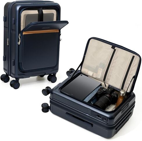 ROAMING Expandable 20 Inch Carry On Luggage with Mute Brake Wheels Airline Approved Hard Shell Suitcases with Front Pocket Top Opening Luggage with TSA Lock for Short Business Travel, Beech white in Kuwait
