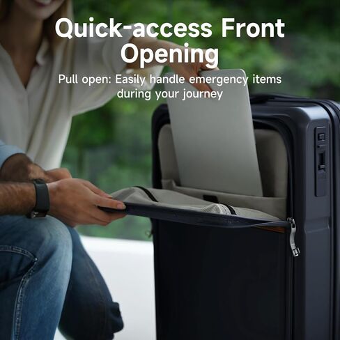 ROAMING Expandable 20 Inch Carry On Luggage with Mute Brake Wheels Airline Approved Hard Shell Suitcases with Front Pocket Top Opening Luggage with TSA Lock for Short Business Travel, Beech white in Kuwait