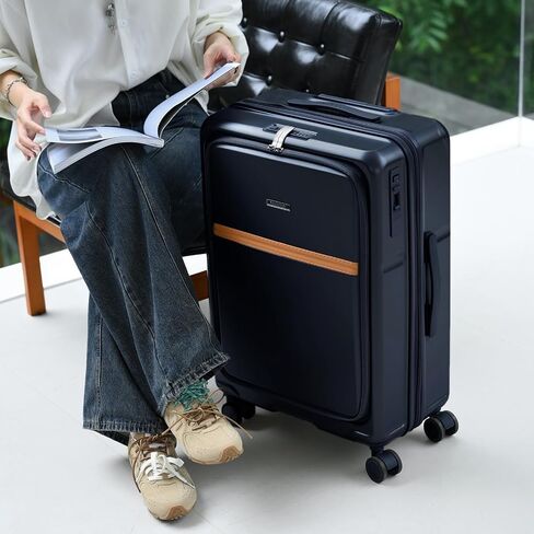 ROAMING Expandable 20 Inch Carry On Luggage with Mute Brake Wheels Airline Approved Hard Shell Suitcases with Front Pocket Top Opening Luggage with TSA Lock for Short Business Travel, Beech white in Kuwait