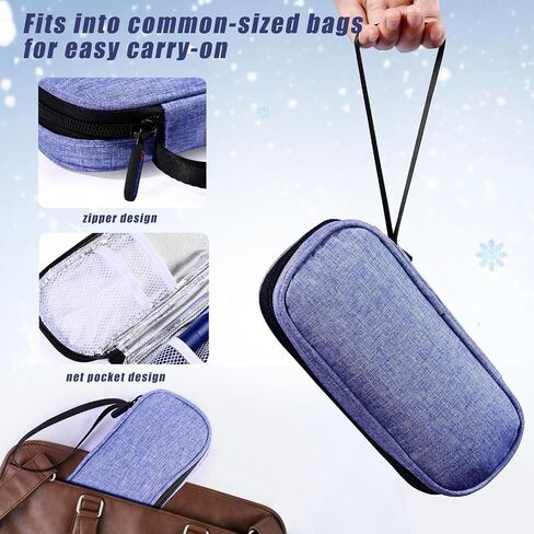 Insulin Pen Cooler Travel Case,EVA Insulation Travel Medicine Kit with 2 x 90g Ice Packs for Diabetes Care and Diabetic Supplies Storage,for The Daily Life and Trip in Saudi Arabia