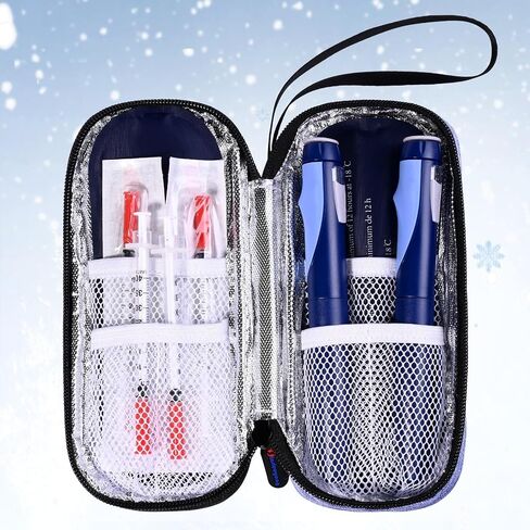 Insulin Pen Cooler Travel Case,EVA Insulation Travel Medicine Kit with 2 x 90g Ice Packs for Diabetes Care and Diabetic Supplies Storage,for The Daily Life and Trip in Saudi Arabia