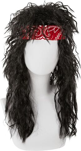 ملحقات Morph 80s لـ Mens Rockstar Costume 80s Rocker Wig Tattoo Sleeve Gloves Accarves Alexeen Mens Rocker Assume in Saudi Arabia