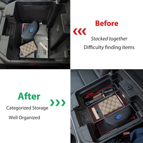 Center Console Armrest Box Organizer Tray for 2019-2022 Chevy Silverado/GMC Sierra 1500 and 2020-2023 Silverado/Sierra 2500/3500 HD Accessories (Full Console w/Bucket Seats ONLY) Black Trim in Saudi Arabia