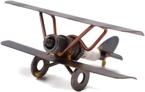 Bi-Wing Plane Collectible Handmade Metal Art Figurine, Desk Accessories, Trophy, Boss Gift, Home Office Décor, Airplane in Saudi Arabia