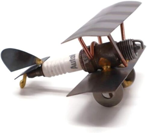 Bi-Wing Plane Collectible Handmade Metal Art Figurine, Desk Accessories, Trophy, Boss Gift, Home Office Décor, Airplane in Saudi Arabia