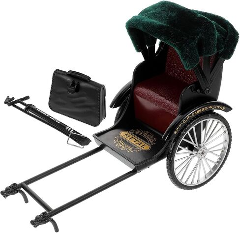 Vaguelly Vintage Car Model Toy - Retro Rickshaw Figurine Vintage Jinrikisha Bike Model Old Style Sculpture Desktop Tricycle Ornament Home Decoration in Saudi Arabia