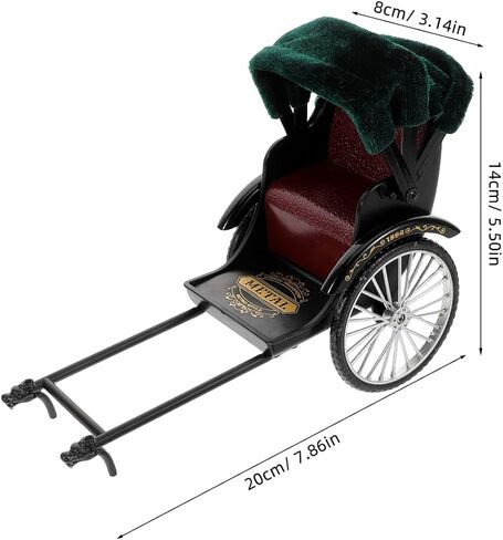 Vaguelly Vintage Car Model Toy - Retro Rickshaw Figurine Vintage Jinrikisha Bike Model Old Style Sculpture Desktop Tricycle Ornament Home Decoration in Saudi Arabia